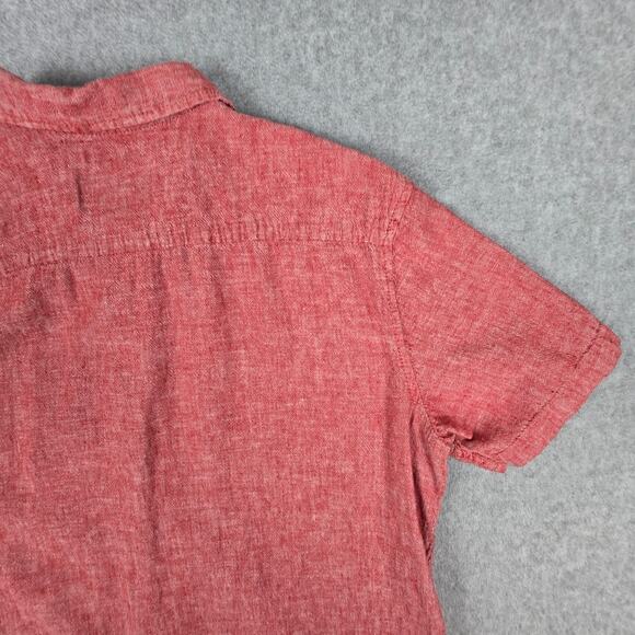 American Rag Cie Mens Medium Red Linen Blend Short Sleeve Button Down Shirt - Picture 8 of 12